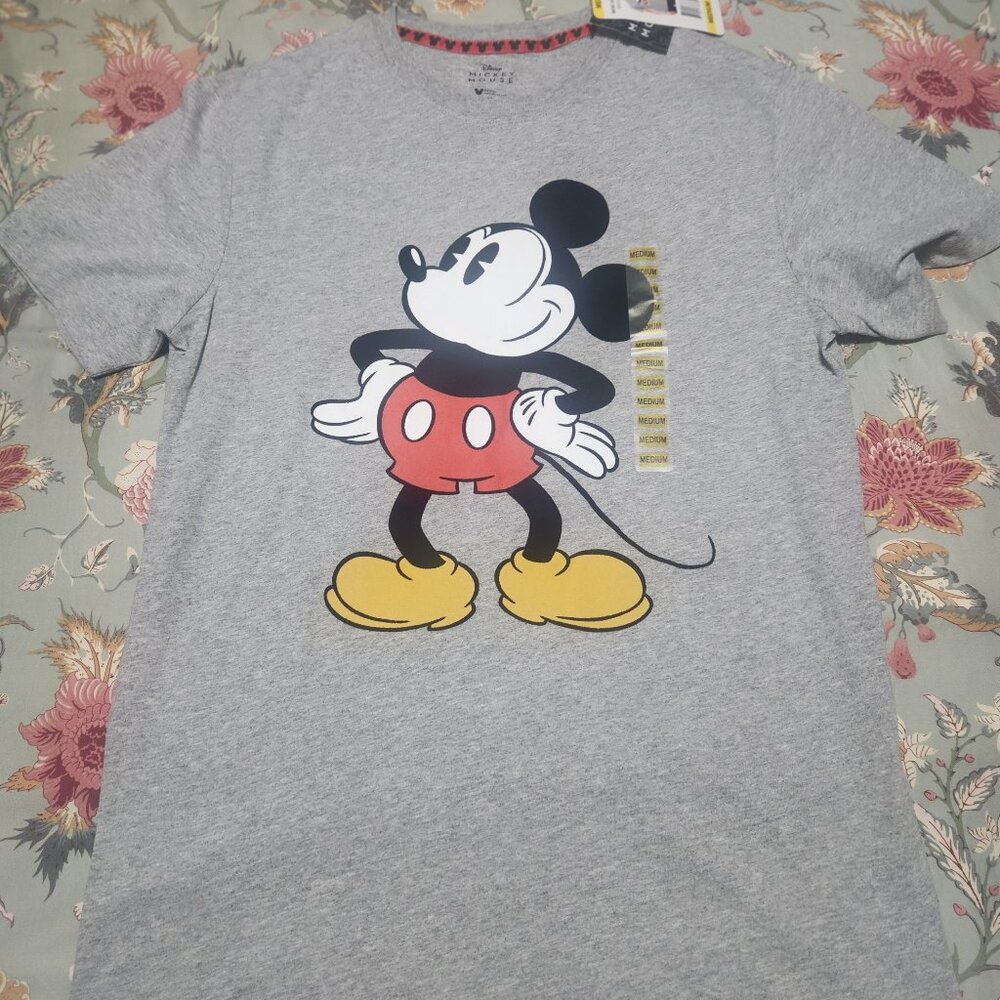 Mickey Mouse Graphic Tee Gray/Multi Color Size Medium New With Tags